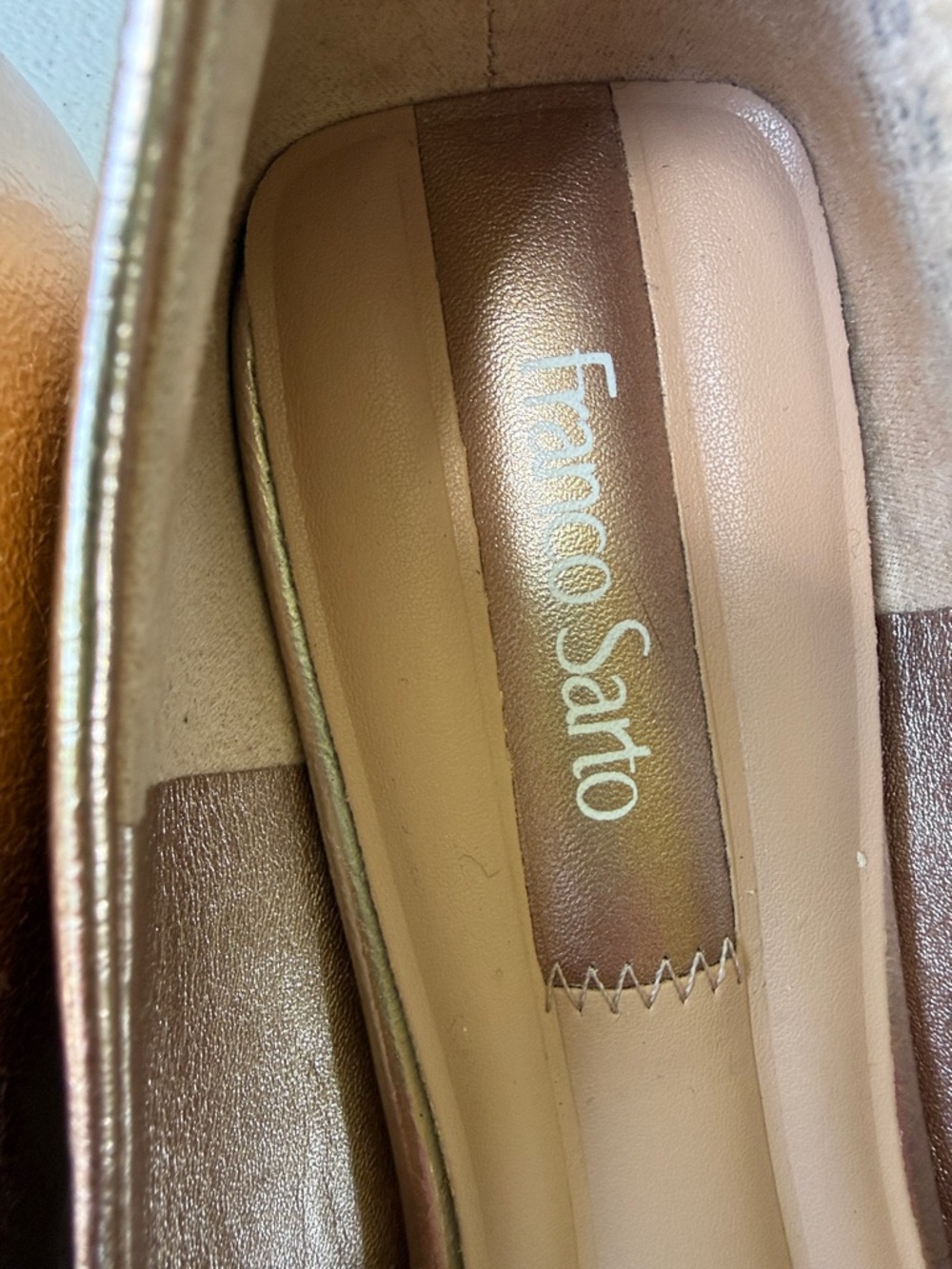 Franco Sarto Women’s Tiari Metallic Rose Gold Square Toe Gold Chain Flats 7 - Picture 8 of 17